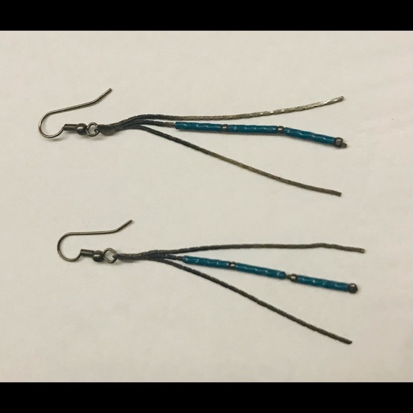 Silver and Blue Handmade by Silver Artist Earrings Original Owner - Picture 4 of 11